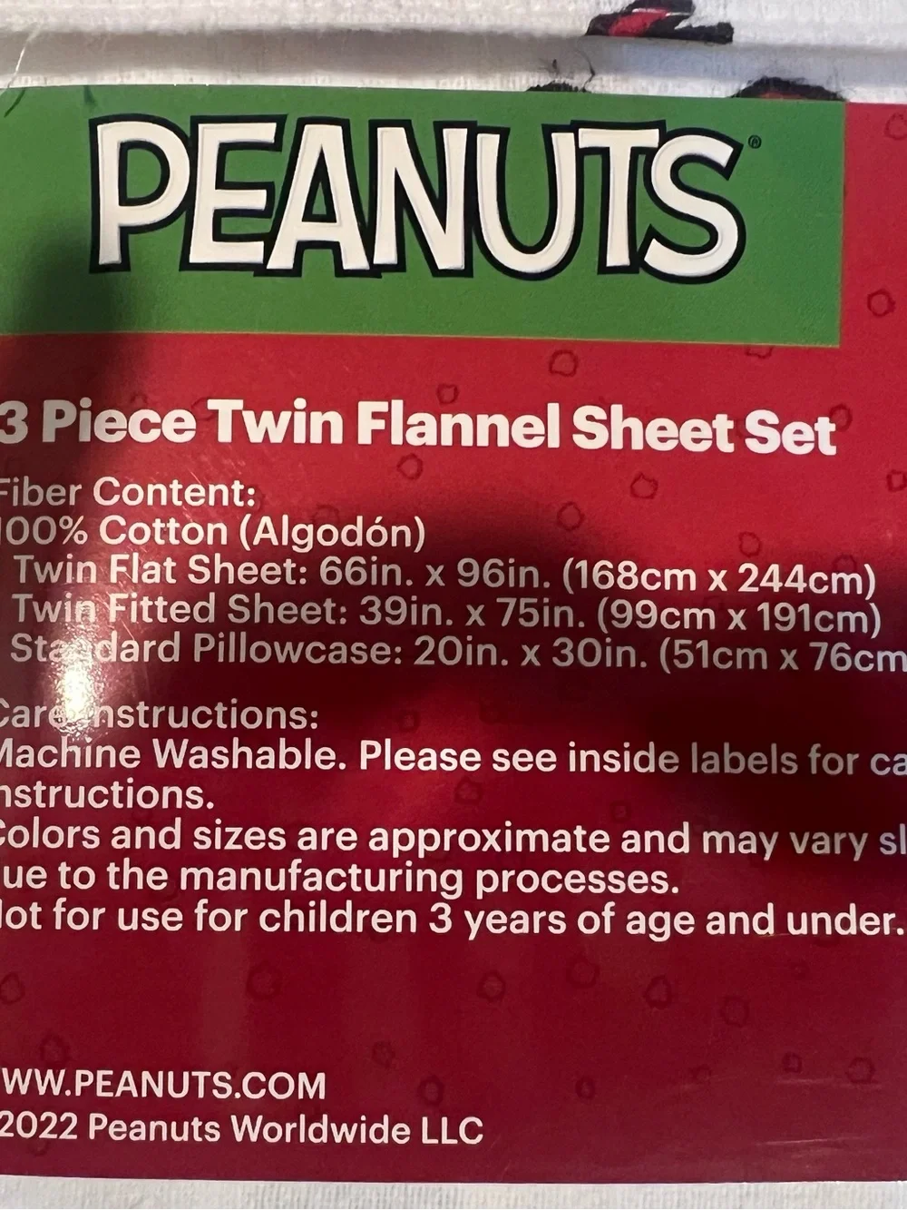 Peanuts White and Red Holiday Flannel Sheet Set